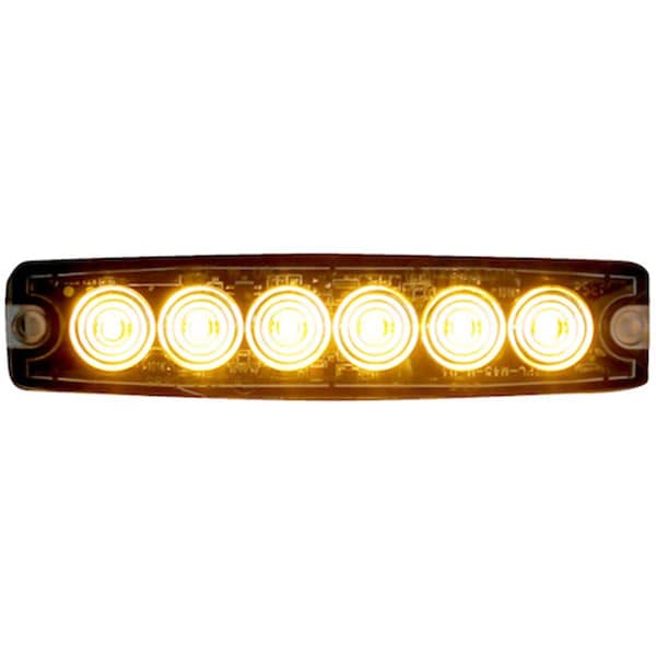 Backseat 8892202 Surface Mount Ultra Thin 6 LED Strobe Light - Amber & Clear - 5.14in. BA3555862 - main
